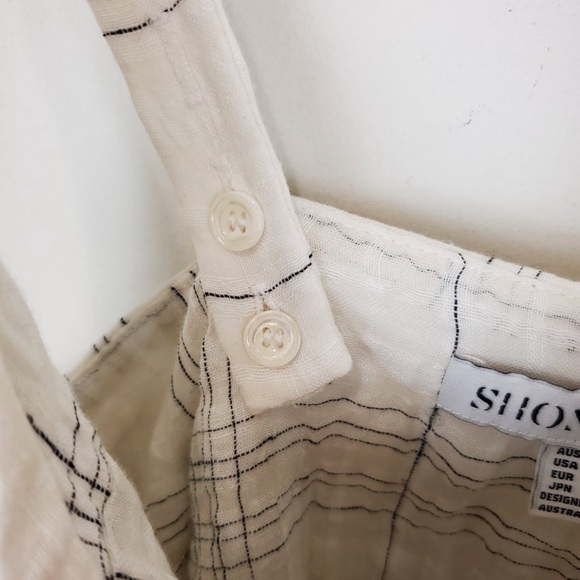 Shona Joy Tie Front Cream Linen Blend Midi Dress - Picture 8 of 9